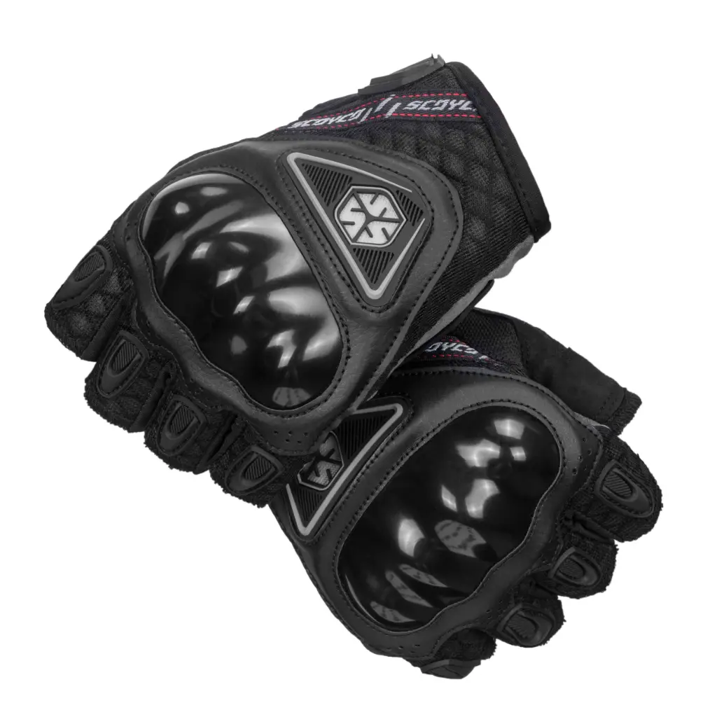 GUANTES DE MOTO PARA MEDIO DEDO/ PRIMAVERA Y VERANO - MC146D / COLOR NEGRO / TALLA S